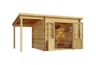 Abri de jardin Maria toit en pente Alpholz, 45x27m dim ext (cas échéant incl débord de toit) naturel, 28mm, 12,2m² superficie tota