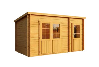 Abri de jardin Maria toit monopente avec annexe Alpholz, 45x27m dim ext (cas échéant incl débord de toit) imprégné, 40mm, 12,2m² t
