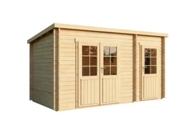Abri de jardin Maria toit monopente avec annexe Alpholz, 45x27m dim ext (cas échéant incl débord de toit) naturel, 40mm, 12,2m² to