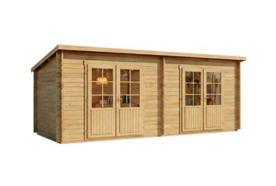 Abri de jardin Maria Twin Alpholz, 6x27m dim ext (cas échéant incl débord de toit) naturel, épaisseur paroi : 40mm, 16,3m² totale