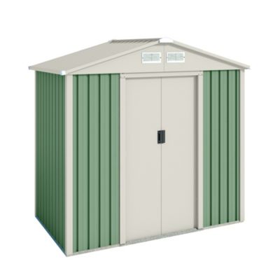 Abri de Jardin Metal 2.43 m2 Nybro - Porte Coulissante Double - Grilles de Ventilation - Toit a Pignon