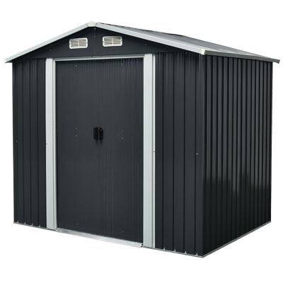 Abri de Jardin Metal 3.66 m2, Acier Galvanisé, 162 x 226 x 172 cm, 2 Portes Coulissantes, Cabanon Jardin Extérieur