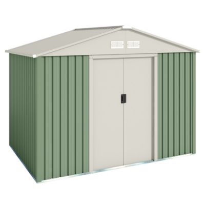 Abri de Jardin Metal 4.72 m2 Gavle - Porte Coulissante Double - Grilles de Ventilation - Toit a Pignon