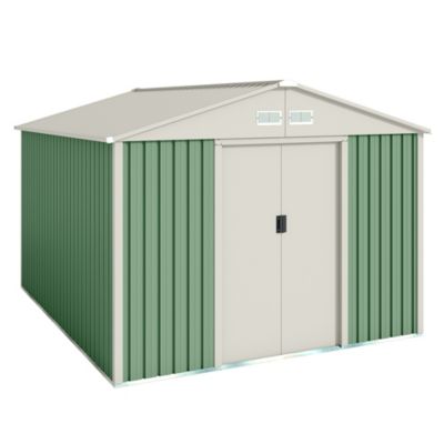 Abri de Jardin Metal 7.86 m2 Galliv - Porte Coulissante Double - Grilles de Ventilation - Toit a Pignon
