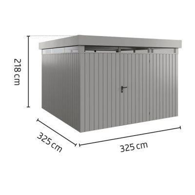 Abri de jardin métal aluminium gris double porte surface totale 10,82m², Hörmann Ecostar Euroline EFDL14