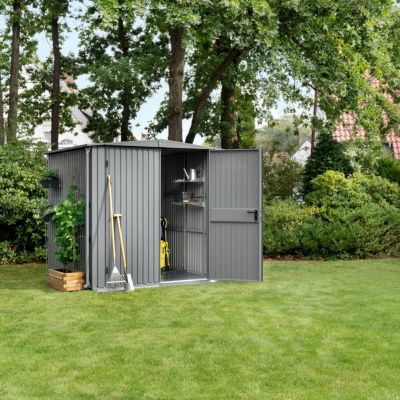 Abri de jardin métal aluminium gris double porte surface totale 10,82m², Hörmann Ecostar Euroline ESD14
