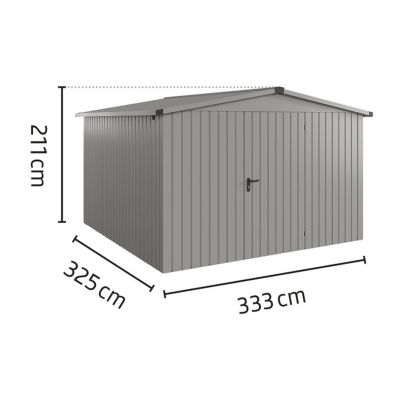 Abri de jardin métal aluminium gris double porte surface totale 10,82m², Hörmann Ecostar Euroline ESD14