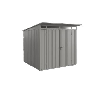 Abri de jardin métal aluminium gris double porte surface totale 8,20m², Hörmann Ecostar Euroline EPD7