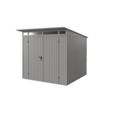 Abri de jardin métal aluminium gris double porte surface totale 8,20m², Hörmann Ecostar Euroline EPD7