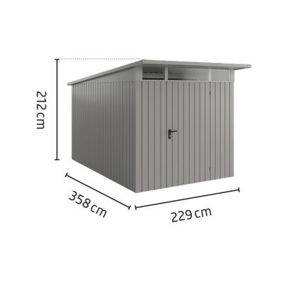 Abri de jardin métal aluminium gris simple porte surface totale 8,20m², Hörmann Ecostar Euroline EPD7