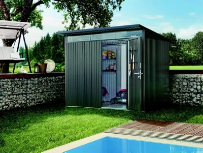 Abri de jardin métal Biohort AvantGarde A1 gris foncé simple porte surface totale 3.96 m²
