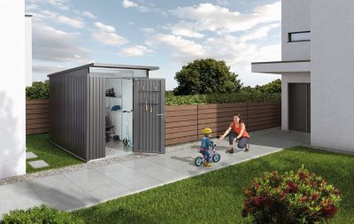 Abri de jardin métal Biohort AvantGarde A3 gris foncé simple porte surface totale 5.4 m²