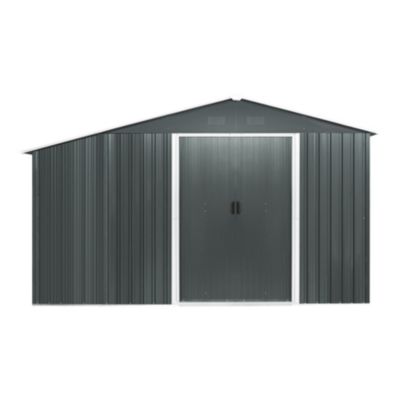 Abri de jardin métal gris anthracite avec bûcher surface totale 6,23 m²