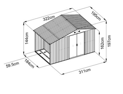 Abri de jardin métal gris anthracite avec bûcher surface totale 6,23 m²