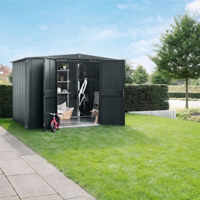 Abri de jardin métal gris anthracite double porte surface totale 10,82m², Hörmann Ecostar Euroline ESD14