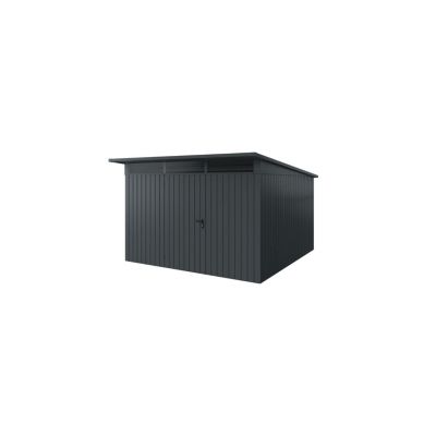 Abri de jardin métal gris anthracite double porte surface totale 6m², Hörmann Ecostar Euroline EPD5