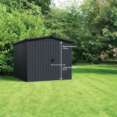 Abri de jardin métal gris anthracite simple porte surface totale 2,51m², Hörmann Ecostar Euroline ESD1