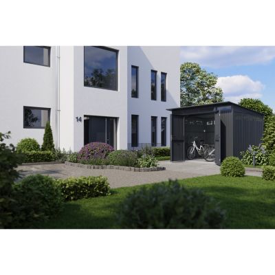Abri de jardin métal gris anthracite simple porte surface totale 6m², Hörmann Ecostar Euroline EPD5