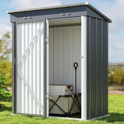 Abri de jardin metal rangement exterieur outils 180x162x95 cm gris