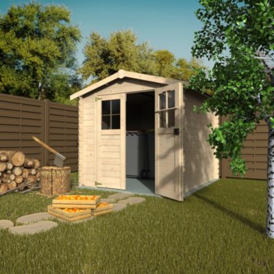 Abri de jardin Milo bois naturel ép.19 mm surface totale 5,62m²