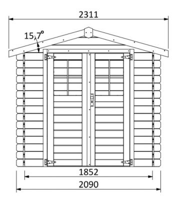 Abri de jardin Milo bois naturel ép.19 mm surface totale 5,62m²
