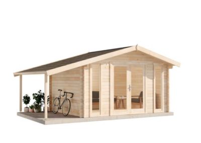 Abri de jardin Mirko Modern toit en pente Alpholz, 55x35m dim ext (cas échéant incl débord de toit) naturel, 40mm, 19,2m² totale