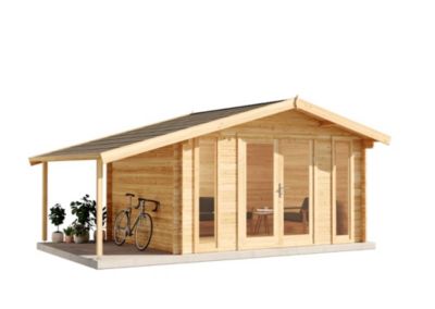 Abri de jardin Mirko Modern toit en pente Alpholz, 55x35m dim ext (cas échéant incl débord de toit) naturel, 40mm, 19,2m² totale