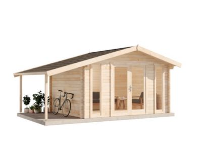 Abri de jardin Mirko Modern toit en pente Alpholz, 55x35m dim ext (cas échéant incl débord de toit) naturel, 40mm, 19,2m² totale
