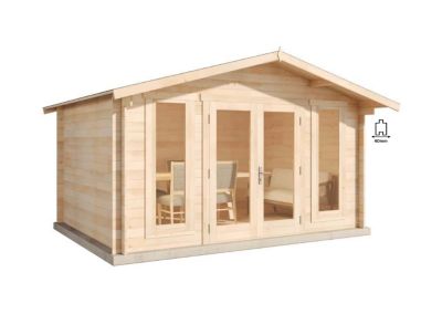 Abri de jardin Mirko Moderne Alpholz, 44x35m dim ext (cas échéant incl débord de toit) naturel, épaisseur paroi : 40mm, 15,4m² tot