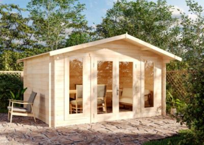Abri de jardin Mirko Moderne Alpholz, 44x35m dim ext (cas échéant incl débord de toit) naturel, épaisseur paroi : 40mm, 15,4m² tot