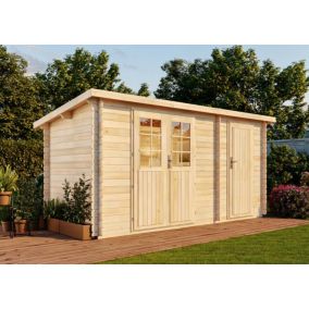 Abri de jardin modèle Gloria-F Alpholz, 47x22m dim ext (cas échéant incl débord de toit) naturel, 28mm, 10,2m² superficie totale