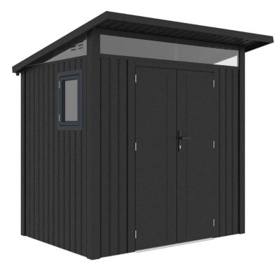 Abri de jardin moderne 3m2 Gris Anthracite monopente en acier galvanisé