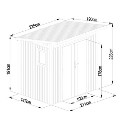Abri de jardin moderne 3m2 Gris Anthracite monopente en acier galvanisé