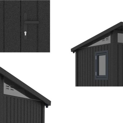 Abri de jardin moderne 3m2 Gris Anthracite monopente en acier galvanisé