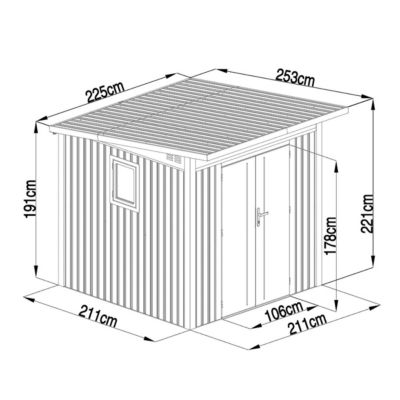 Abri de jardin moderne 4.37m2 Gris Anthracite monopente en acier galvanisé