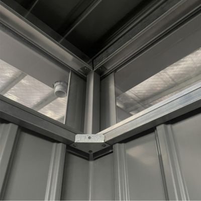Abri de jardin moderne gris anthracite toit plat en acier galvanisé
