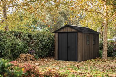 Abri de jardin modulable Newton Plus 7511/1175 Walnut en résine imitation bois surface hors tout 8,05 m² Keter