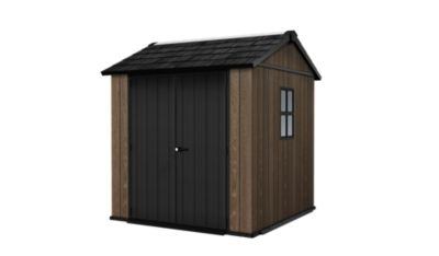 Abri de jardin modulable Newton Plus 757 / 775 Walnut en résine imitation bois surface hors tout 5,15 m² Keter