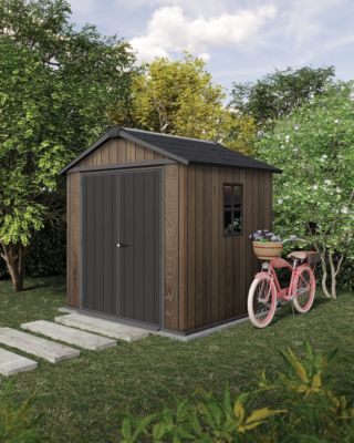 Abri de jardin modulable Newton Plus 757 / 775 Walnut en résine imitation bois surface hors tout 5,15 m² Keter