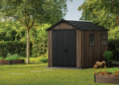 Abri de jardin modulable Newton Plus 759 / 975 Walnut en résine imitation bois surface hors tout 6,60 m² Keter