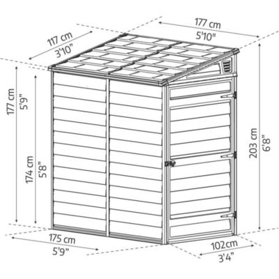 Abri de jardin monopent en aluminium et polycarbonate ambre Skylight