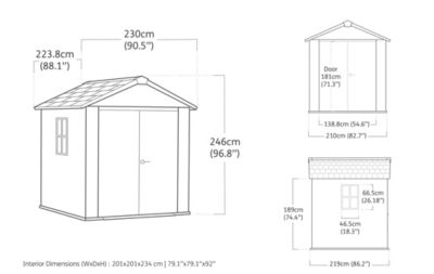 Abri de jardin NEWTON PLUS 757 KETER L230 x P223.8D x H246 cm 5,13 m² coloris gris anthracite