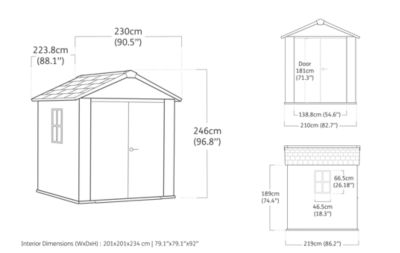 Abri de jardin NEWTON PLUS 757 KETER L230 x P223.8D x H246 cm 5,13 m² coloris gris anthracite