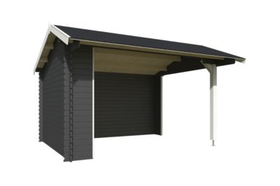 Abri de jardin ouvert en bois gris anthracite Kirian 300 Lasita Maja surface totale extérieure 17,22m²