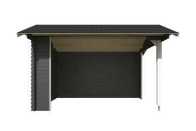 Abri de jardin ouvert en bois gris anthracite Kirian 300 Lasita Maja surface totale extérieure 17,22m²