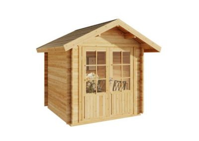 Abri de jardin Palma Alpholz, 26x26m dim ext (cas échéant incl débord de toit) naturel, épaisseur paroi : 28mm, 6,8m² totale