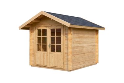 Abri de jardin Palma Alpholz, 26x26m dim ext (cas échéant incl débord de toit) naturel, épaisseur paroi : 28mm, 6,8m² totale