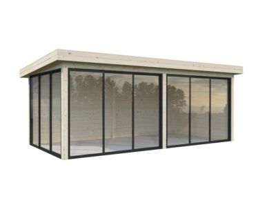 Abri de jardin Palmako Lenna 402 en bois naturel ép.28 mm surface extérieure totale 21,4m²