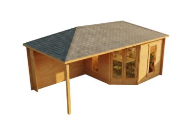 Abri de jardin pentagonal Liwa Alpholz, 61x32m dim ext (cas échéant incl débord de toit) imprégné, 40mm, 19,5m² superficie totale