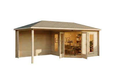 Abri de jardin pentagonal Liwa Alpholz, 61x32m dim ext (cas échéant incl débord de toit) naturel, 40mm, 19,5m² superficie totale